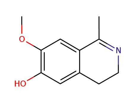 Molecular Structure of 4602-70-4 (1-METHYL-7-HYDROXY-6-METHOXY-3,4-DIHYDROISOQUINOLINE, 99+%)