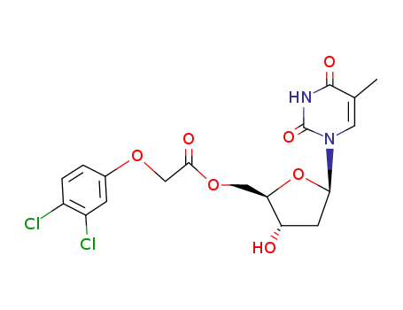 Molecular Structure of 38559-63-6 (1-{2-deoxy-5-O-[(3,4-dichlorophenoxy)acetyl]pentofuranosyl}-5-methylpyrimidine-2,4(1H,3H)-dione)