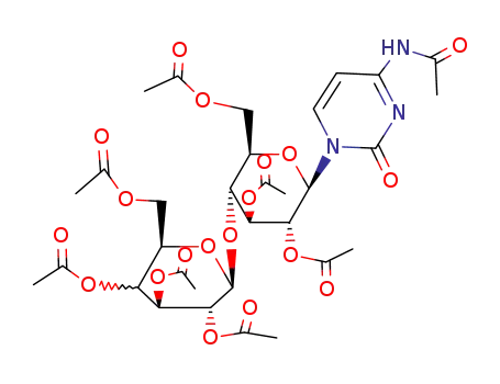 Molecular Structure of 4752-93-6 (2(1H)-pyrimidinone, 4-(acetylamino)-1-[2,3,6-tri-O-acetyl-4-O-(2,3,4,6-tetra-O-acetylhexopyranosyl)hexopyranosyl]-)