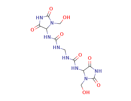 39236-46-9,N,N-methylenebis N'-1-(hydroxymethyl)-2,5-dioxo-4-imidazolidinyl urea,Biopure 100;Euxyl K 200;Germall 115;Imidazolidinyl urea;1,1'-Methylenebis(3-(3-(hydroxymethyl)-2,5-dioxo-4-imidazolidinyl)urea);SepicideCI;Urea,N,N''-methylenebis[N'-[3-(hydroxymethyl)-2,5-dioxo-4-imidazolidinyl]-;N,N''-Methylenebis(N'-(3-(hydroxymethyl)-2,5-dioxo-4-imidazolidin- yl)urea;Methanebis(N,N'-(5-ureido-2,4-diketotetrahydroimidazole)-;UNII-M629807ATL;Urea, N,N''-methylenebis(N'-(1-(hydroxymethyl)-2,5-dioxo-4-imidazolidinyl)-;Urea, N,N''-methylenebis(N'-(3-(hydroxymethyl)-2,5-dioxo-4-imidazolidinyl)-;