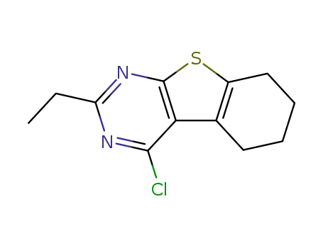 Molecular Structure of 401511-17-9 (4-Chloro-2-ethyl-5,6,7,8-tetrahydrobenzo[b]thieno[2,3-d]pyriMidine, 96%)