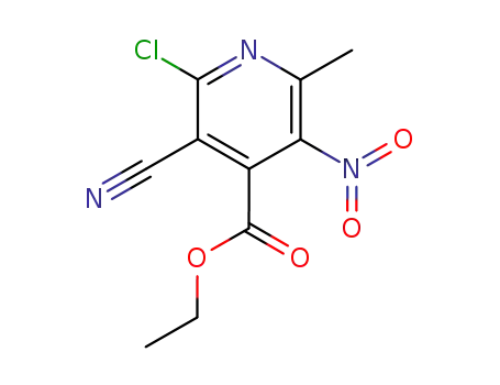 Molecular Structure of 72701-63-4 (ETHYL 2-CHLORO-3-CYANO-6-METHYL-5-NITROPYRIDINE-4-CARBOXYLATE)