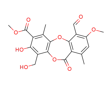 methyl 4-formyl-8-hydroxy-9-hydroxymethyl-3-methoxy-1,6-dimethyl-11-oxo-11H-dibenzo<b,e><1,4>dioxepin-7-carboxylate
