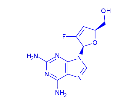 Molecular Structure of 405238-83-7 ([(2S,5R)-5-(2,6-diamino-9H-purin-9-yl)-4-fluoro-2,5-dihydrofuran-2-yl]methanol)