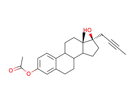 Molecular Structure of 4146-87-6 (17-(but-2-yn-1-yl)-17-hydroxyestra-1,3,5(10)-trien-3-yl acetate)