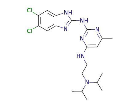 Molecular Structure of 42388-81-8 (N~2~-(5,6-dichloro-1H-benzimidazol-2-yl)-N~4~-[2-(dipropan-2-ylamino)ethyl]-6-methylpyrimidine-2,4-diamine)
