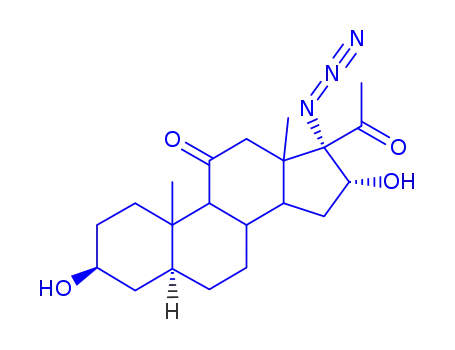 Molecular Structure of 5070-88-2 (17-azido-3beta,16alpha-dihydroxy-5alpha-pregnane-11,20-dione)