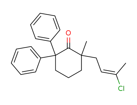Molecular Structure of 50592-54-6 (2-(3-Chloro-2-butenyl)-2-methyl-6,6-diphenylcyclohexanone)