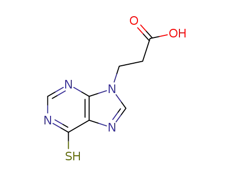 Molecular Structure of 4367-64-0 (3-(6-sulfanylidene-3H-purin-9-yl)propanoic acid)