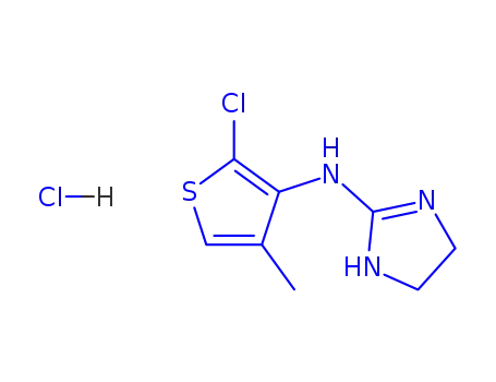 Molecular Structure of 51274-83-0 (N-(2-chloro-4-methyl-3-thienyl)-4,5-dihydro-1H-imidazol-2-amine monohydrochloride)