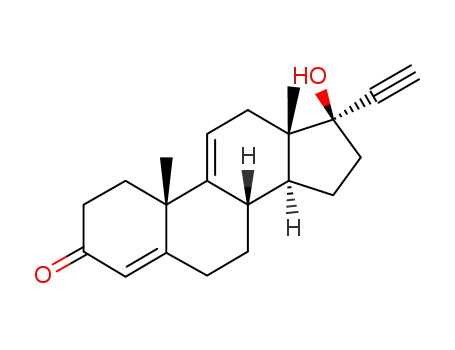 Molecular Structure of 63973-95-5 (17α-ethynyl-17β-hydroxy-4,9(11)-trieneandrostan-3-one)
