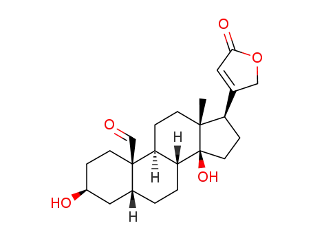 Molecular Structure of 510-63-4 (3β,14-Dihydroxy-19-oxo-5β-card-20(22)-enolide)