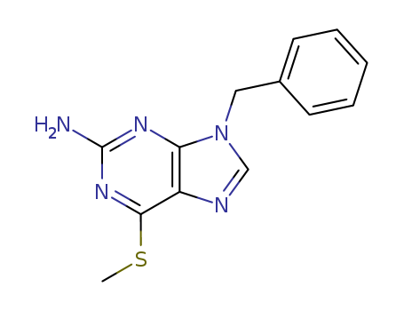 51112-65-3,9-benzyl-6-methylsulfanyl-purin-2-amine,9H-Purine,2-amino-9-benzyl-6-(methylthio)- (7CI); 6-Methylthio-2-amino-9-benzyl purine;NSC 42380