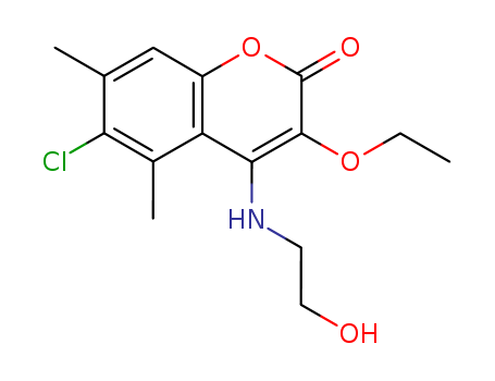 2H-1-Benzopyran-2-one,6-chloro-3-ethoxy-4-[(2-hydroxyethyl)amino]-5,7-dimethyl-