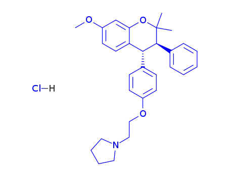 trans-1-[2-[4-(7-methoxy-2,2-dimethyl-3-phenyl-3,4-dihydro-2H-1-benzopyran-4-yl)phenoxy]ethyl]pyrrolidine hydrochloride