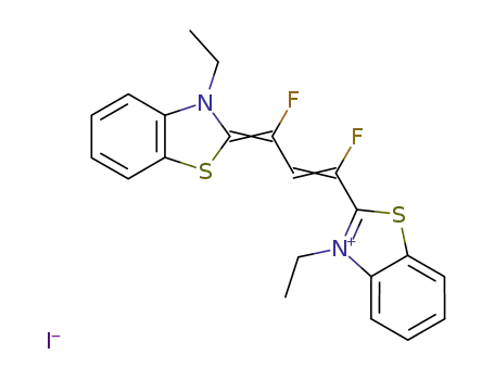 Molecular Structure of 442-74-0 (Benzothiazolium, 3-ethyl-2-3-(3-ethyl-2(3H)-benzothiazolylidene)-1,3-difluoro-1-propenyl-, iodide)