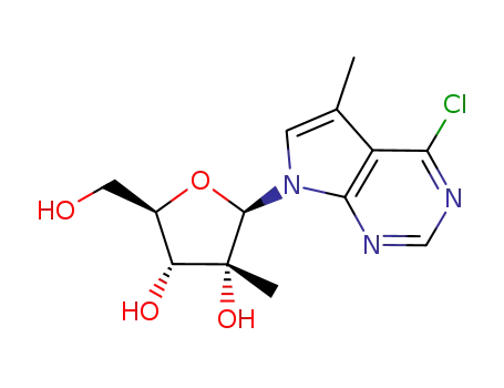 Molecular Structure of 443642-55-5 (4-Chloro-5-methyl-7-(2-C-methyl-beta-D-ribofuranosyl)-7H-pyrrolo[2,3-d]pyrimidine)