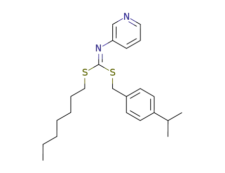 Molecular Structure of 51308-74-8 (Heptyl (4-(1-methylethyl)phenyl)methyl-3-pyridinylcarbonimidodithioate)