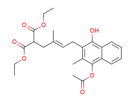 trans-1-Acetoxy-4-hydroxy-2-methyl-3-(5',5'-diethoxycarbonyl-3'-methyl-2'-pentenyl)-naphthalene