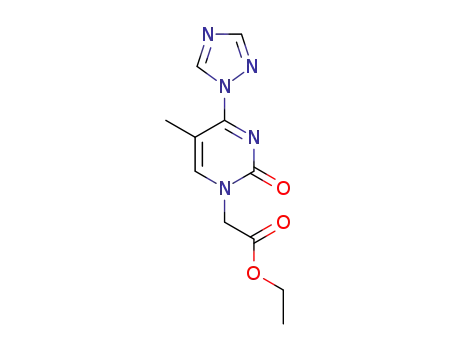 Molecular Structure of 1360461-24-0 (1-(ethoxycarbonylmethyl)-4-(1,2,4-triazolyl)thymine)