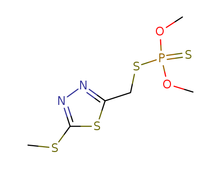 Phosphorodithioic acid,O,O-dimethyl S-[[5-(methylthio)-1,3,4-thiadiazol-2-yl]methyl] ester