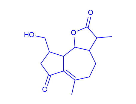 Molecular Structure of 53023-32-8 (2,3,3aβ,4,5,7,8,9,9aβ,9bα-Decahydro-9β-hydroxymethyl-3β,6-dimethylazuleno[4,5-b]furan-2,7-dione)