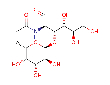 Molecular Structure of 52630-68-9 (N-[(2R,3R,4R,5R)-4,5,6-trihydroxy-1-oxo-3-[(2R,3S,4R,5S,6S)-3,4,5-trihydroxy-6-methyl-oxan-2-yl]oxy-hexan-2-yl]acetamide)