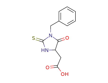 Molecular Structure of 52730-34-4 ((1-BENZYL-5-OXO-2-THIOXO-IMIDAZOLIDIN-4-YL)-ACETIC ACID)
