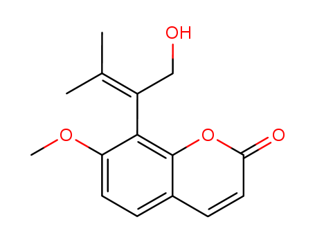 Molecular Structure of 131652-25-0 (2H-1-Benzopyran-2-one,8-[1-(hydroxymethyl)-2-methyl-1-propen-1-yl]-7-methoxy-)