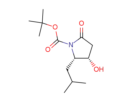 Molecular Structure of 109579-07-9 (1-Pyrrolidinecarboxylic acid, 3-hydroxy-2-(2-methylpropyl)-5-oxo-, 1,1-dimethylethyl ester, (2S,3S)-)