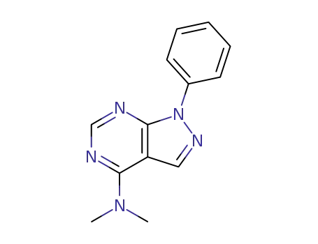 Molecular Structure of 5334-64-5 (N,N-dimethyl-1-phenyl-1H-pyrazolo[3,4-d]pyrimidin-4-amine)