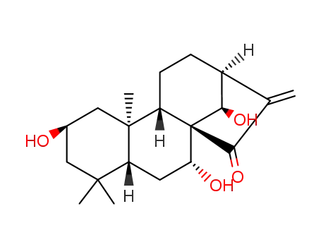 Molecular Structure of 53305-70-7 ((14R)-2β,7α,14-Trihydroxykaur-16-en-15-one)