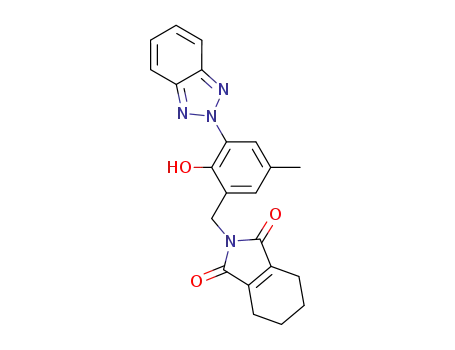 Molecular Structure of 59129-18-9 (2-[2-Hydroxy-3-[(1,3,4,5,6,7-hexahydro-1,3-dioxo-2H-isoindole-2-yl)methyl]-5-methylphenyl]-2H-benzotriazole)