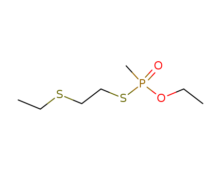 556-75-2,GD 7,Phosphonothioicacid, methyl-, O-ethyl S-[2-(ethylthio)ethyl] ester (6CI,7CI,8CI,9CI); GD 7;O-Ethyl S-(2-ethylthioethyl) methylthiophosphonate; O-Ethyl S-(b-ethylthioethyl)methylthiophosphonate; O-Ethyl S-(b-ethylthioethyl)methylphosphonothioate; O-Ethyl S-[2-(ethylthio)ethyl]methylphosphonate; O-Ethyl S-[2-(ethylthio)ethyl] methylphosphonothioate;O-Ethyl-S-b-ethylmercaptoethylmethylthiophosphinate