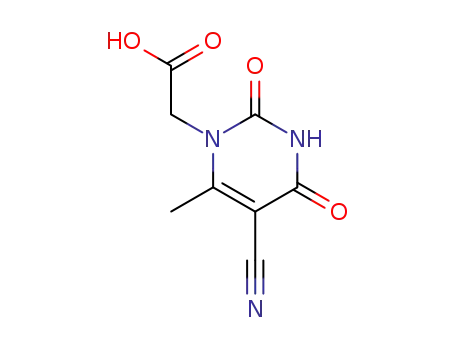 Molecular Structure of 5900-45-8 (2-[5-Cyano-6-methyl-2,4-dioxo-3,4-dihydro-(2H)-pyrimidin-1-yl]acetic acid)