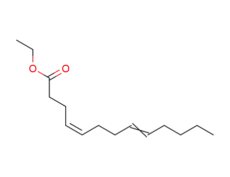 Molecular Structure of 56879-16-4 (4,8-Tridecadienoic acid, ethyl ester, (Z,E)-)
