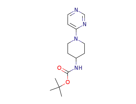 Molecular Structure of 596817-39-9 ((1-PYRIMIDIN-4-YL-PIPERIDIN-4-YL)-CARBAMIC ACID TERT-BUTYL ESTER)