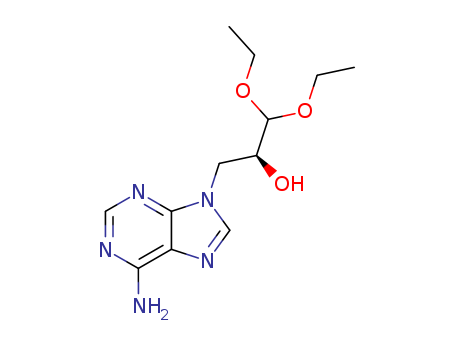 Molecular Structure of 142796-46-1 (9H-Purine-9-ethanol, 6-amino-a-(diethoxymethyl)-, (S)-)