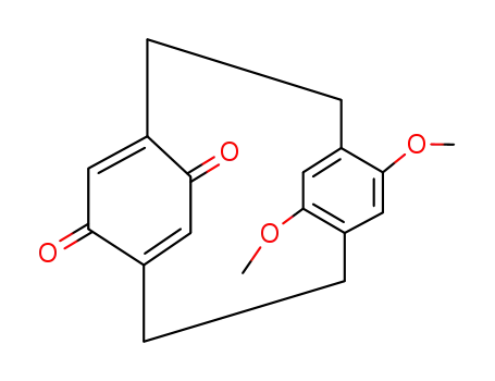 Molecular Structure of 55122-59-3 (11,13-dimethoxytricyclo[8.2.2.2~4,7~]hexadeca-1(12),4(16),6,10,13-pentaene-5,15-dione)