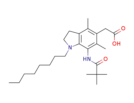 Molecular Structure of 189198-30-9 (2-[7-(2,2-dimethylpropanoylamino)-4,6-dimethyl-1-octyl-2,3-dihydroindo l-5-yl]acetic acid)
