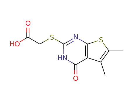 Molecular Structure of 54968-60-4 ((4-HYDROXY-5,6-DIMETHYL-THIENO[2,3-D]PYRIMIDIN-2-YLSULFANYL)-ACETIC ACID)