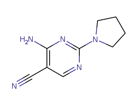 Molecular Structure of 55441-53-7 (4-AMINO-2-(1-PYRROLIDINYL)-5-PYRIMIDINECARBONITRILE)