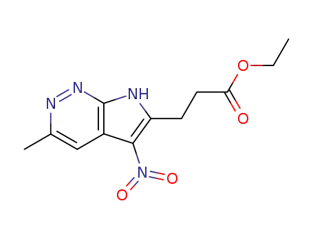 Molecular Structure of 61457-68-9 (ethyl 3-(3-methyl-5-nitro-7H-pyrrolo[2,3-c]pyridazin-6-yl)propanoate)