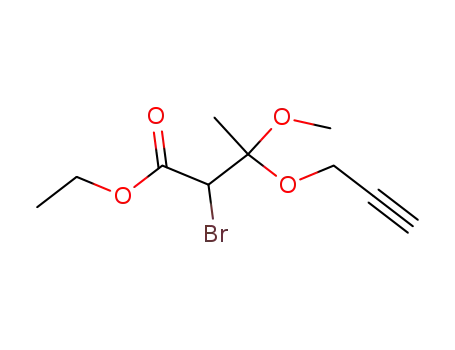 Molecular Structure of 122552-44-7 (Butanoic acid, 2-bromo-3-methoxy-3-(2-propynyloxy)-, ethyl ester)