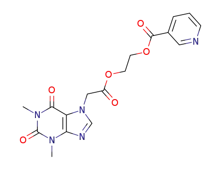 Molecular Structure of 61379-43-9 (2-{[(1,3-dimethyl-2,6-dioxo-1,2,3,6-tetrahydro-7H-purin-7-yl)acetyl]oxy}ethyl pyridine-3-carboxylate)