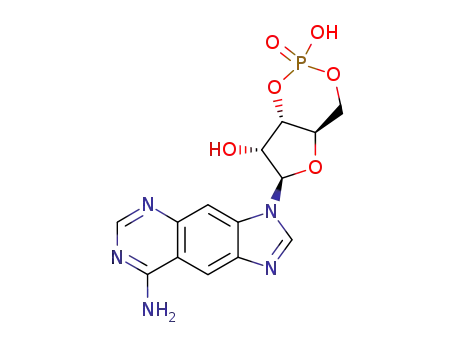 Molecular Structure of 61925-60-8 ((6R,7R)-6-(8-amino-3H-imidazo[4,5-g]quinazolin-3-yl)tetrahydro-4H-furo[3,2-d][1,3,2]dioxaphosphinine-2,7-diol 2-oxide)