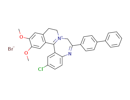 62206-22-8,7H-Isoquino(2,1-d)(1,4)benzodiazepin-8-ium, 9,10-dihydro-6-(4-biphenylyl)-2-chloro-12,13-dimethoxy-, bromide,7H-Isoquino(2,1-d)(1,4)benzodiazepin-8-ium, 9,10-dihydro-6-(4-biphenylyl)-2-chloro-12,13-dimethoxy-, bromide