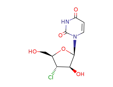 Molecular Structure of 6216-53-1 (1-(3'-chloro-3'-deoxyarabinofuranosyl)uracil)