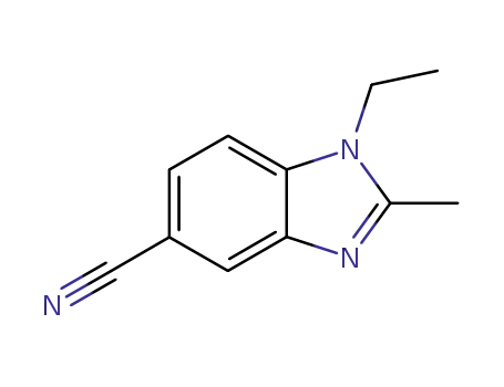 Molecular Structure of 62306-08-5 (1-Ethyl-2-methyl-5-cyanobenzimidazole)