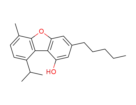 Molecular Structure of 56154-58-6 (6-Methyl-9-isopropyl-3-pentyldibenzofuran-1-ol)
